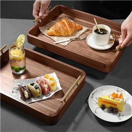 Walnut Color Wooden Serving Tray set of 3pcs